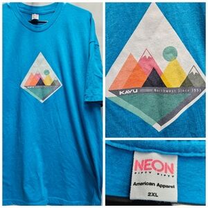 KAVU Vintage NEON Fifty Fifty 2XL Single Stitch Graphic Tee Shirt USA Made